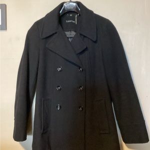 Women’s Calvin Klein Double Breasted Pea Coat Size 10 Black